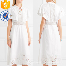 Blanc Dentelle Coton Manches Courtes Brodé Summer Midi Dress Fabrication En Gros Mode Femmes Vêtements (TA0270D)